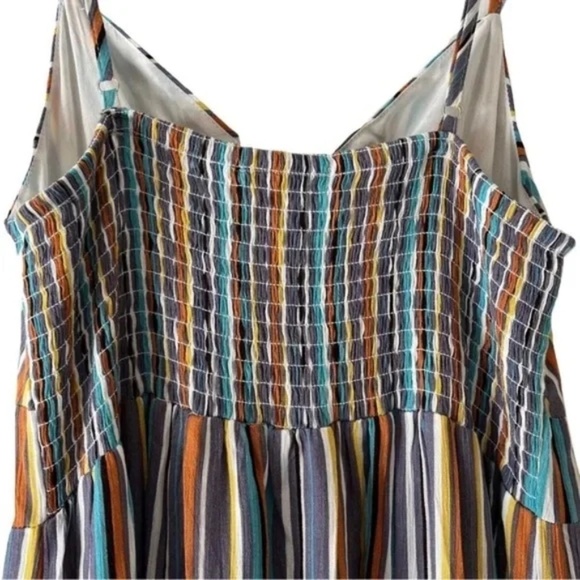 Hint of Mint | New Multicolor Striped Ruffled Smocked Maxi Dress, Juniors Large - Picture 6 of 10